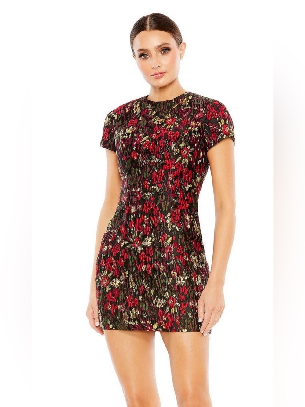 Mac Duggal Floral Brocade Fitted Mini Dress Sz 2 NWT $498 11613 Wedding Guest